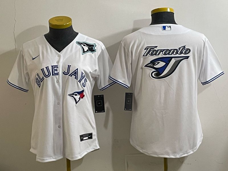 Women 2025 Nike Toronto Blue Jays Blank White Game MLB Jersey 014